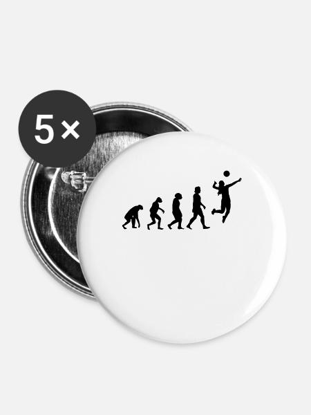 Volleyball Evolution Volleyballspieler - Buttons groß 56 mm (5er Pack) - Weiß