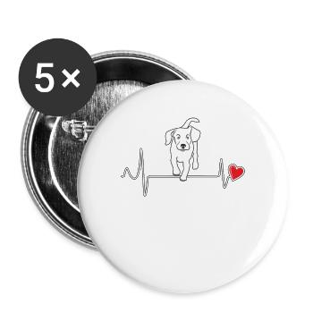 COEUR DE CHIEN - Lot de 5 grands badges (56 mm) - blanc - Devant