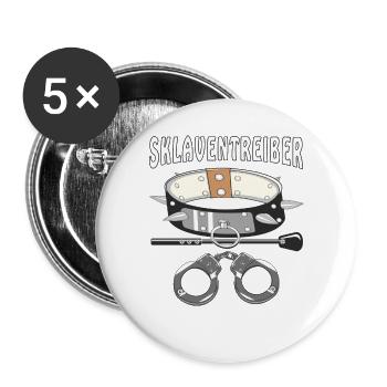 SKLAVENBAND SKLAVENTREIBER - Buttons groß 56 mm (5er Pack) - Weiß - Vorne