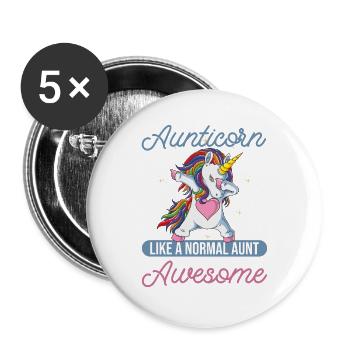 Aunticorn | Wie eine normale Tante, nur toller - Buttons groß 56 mm (5er Pack) - Weiß - Vorne