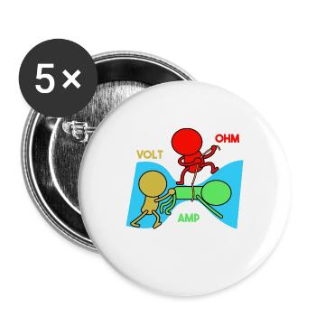 Electricity explains | Volt Ohm Ampere Physicist - Buttons large 2.2''/56 mm (5-pack) - white - Front