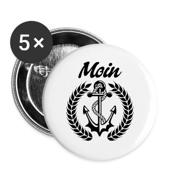 moin Seemöwe Spruch Küste Nordsee Ostsee - Buttons groß 56 mm (5er Pack) - Weiß - Vorne