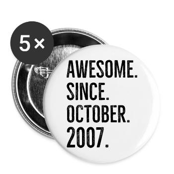 Awesome Since October 2007 - Buttons large 2.2''/56 mm (5-pack) - white - Front