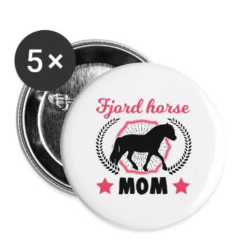 Fjord Horse Mom Fjordpferd Norweger - Buttons groß 56 mm (5er Pack) - Weiß - Vorne