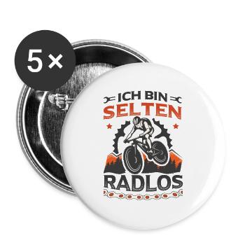 Ich Bin Selten Radlos Lustiges Fahrrad Spruch - Buttons groß 56 mm (5er Pack) - Weiß - Vorne