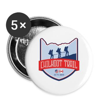 Chilkoot Trail - USA nach Kanada - Buttons groß 56 mm (5er Pack) - Weiß - Vorne