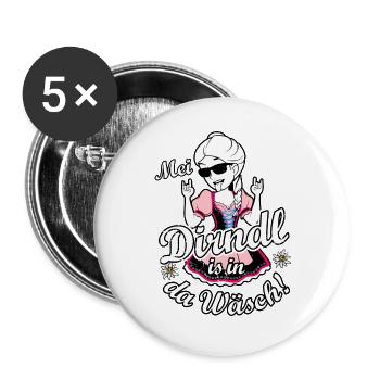 Mei Dirndl is in da Wäsch Trachtenshirt Damen - Buttons groß 56 mm (5er Pack) - Weiß - Vorne