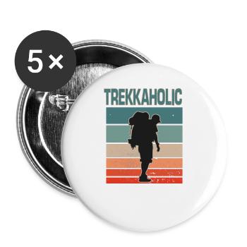 Alpinistes Randonnée Aventure Trekking Randonneurs - Lot de 5 grands badges (56 mm) - blanc - Devant