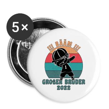 Bääm! Großer Bruder 2022 Ankündigung Dab Geburt - Buttons groß 56 mm (5er Pack) - Weiß - Vorne