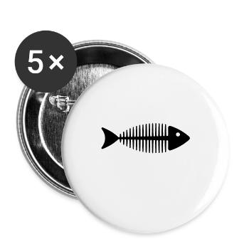 Fisch - Buttons groß 56 mm (5er Pack) - Weiß - Vorne