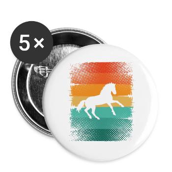 Pferd - Buttons groß 56 mm (5er Pack) - Weiß - Vorne