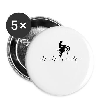 Dirt bike Herzschlag Motocross Motorbike EKG - Buttons groß 56 mm (5er Pack) - Weiß - Vorne
