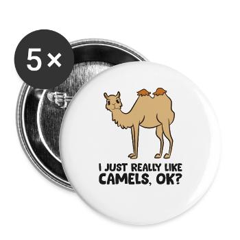 Camel Lover I Just Really Like Camels - Buttons large 2.2''/56 mm (5-pack) - white - Front
