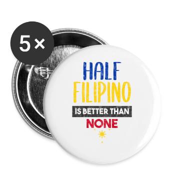 Philippinen Mischling Filipino Flagge I Geschenk - Buttons groß 56 mm (5er Pack) - Weiß - Vorne