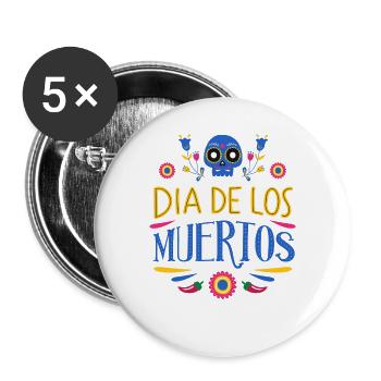 Dia de los Muertos - Buttons groß 56 mm (5er Pack) - Weiß - Vorne