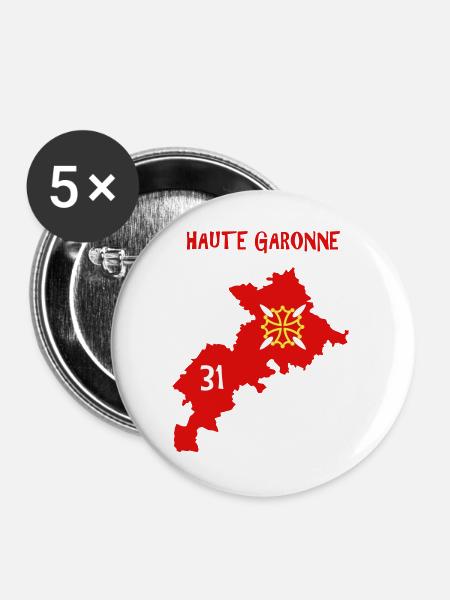 Haute Garonne - Buttons groß 56 mm (5er Pack) - Weiß