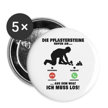 Die Pflastersteine rufen Pflasterer Anruf - Buttons groß 56 mm (5er Pack) - Weiß - Vorne