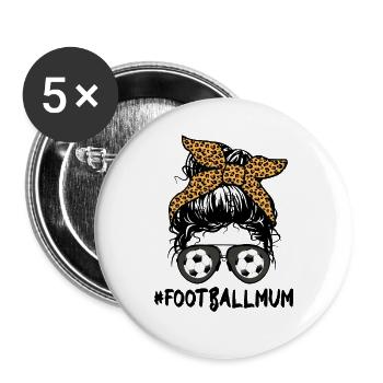 Football Mum - Messy Bun - Buttons large 2.2''/56 mm (5-pack) - white - Front