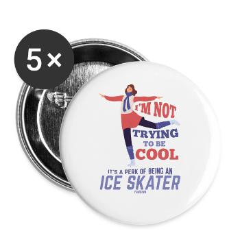 Eiskunstlauf Eislaufen - Buttons groß 56 mm (5er Pack) - Weiß - Vorne