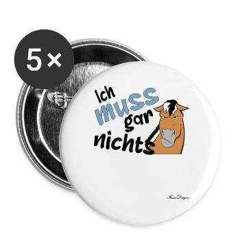 Fjordpferd muss gar nichts - Buttons groß 56 mm (5er Pack) - Weiß - Vorne