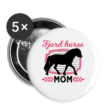 Fjord Horse Mom Fjordpferd Norweger - Buttons groß 56 mm (5er Pack) - Weiß - Vorne