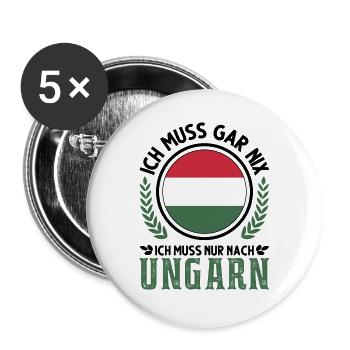 Ungarn Urlaub Ungarische Flagge Geschenk - Buttons groß 56 mm (5er Pack) - Weiß - Vorne