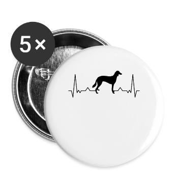 Saluki Herzschlag Persischer Windhund Geschenk - Buttons groß 56 mm (5er Pack) - Weiß - Vorne