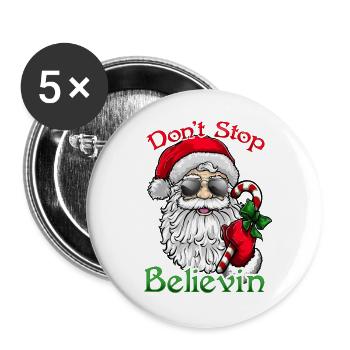 Weihnachtsmann Weihnachten Santa Claus Nikolaus - Buttons groß 56 mm (5er Pack) - Weiß - Vorne