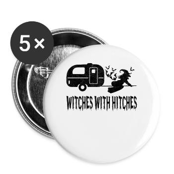 Lustiges Hexen Camping Design Für Halloween - Buttons groß 56 mm (5er Pack) - Weiß - Vorne