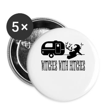 Lustiges Hexen Camping Design Für Halloween - Buttons groß 56 mm (5er Pack) - Weiß - Vorne