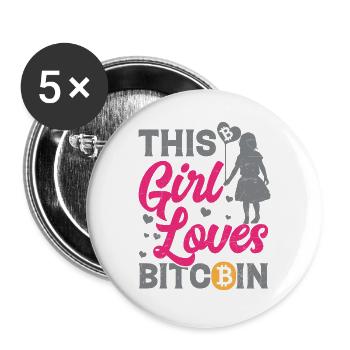 This Girl Loves Bitcoin - Buttons large 2.2''/56 mm (5-pack) - white - Front