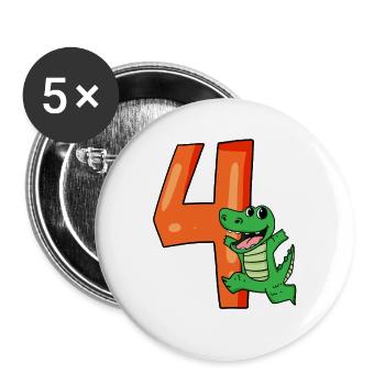 4e anniversaire - 4 ans - Anniversaire d’enfant - Lot de 5 grands badges (56 mm) - blanc - Devant