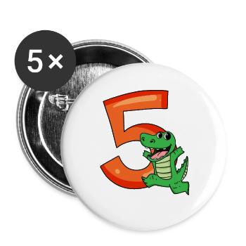 5. Geburtstag - 5 Jahre alt - Kindergeburtstag - Buttons groß 56 mm (5er Pack) - Weiß - Vorne