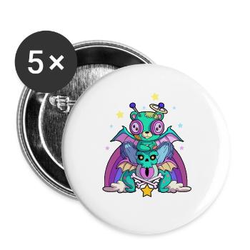 Pastel Goth Voodoo Doll Kawaii Japanese Teddy Bear - Buttons large 2.2''/56 mm (5-pack) - white - Front