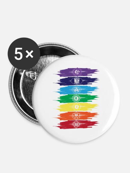SIEBEN CHAKREN - Buttons groß 56 mm (5er Pack) - Weiß