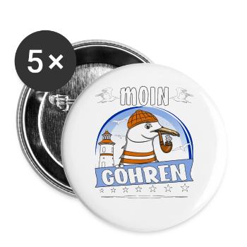 MÖWE MOIN GÖHREN - Buttons groß 56 mm (5er Pack) - Weiß - Vorne