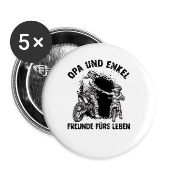 Motocross - Buttons groß 56 mm (5er Pack) - Weiß - Vorne