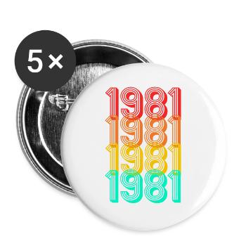 Né en 1981 millésime 1981 anniversaire cadeau - Lot de 5 grands badges (56 mm) - blanc - Devant