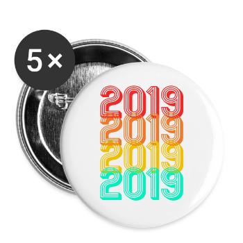 Né en 2019 2019 Don Naissance 2019 - Lot de 5 grands badges (56 mm) - blanc - Devant
