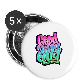 Graffiti Good Vibes Uniquement le marquage - Lot de 5 grands badges (56 mm) - blanc - Devant
