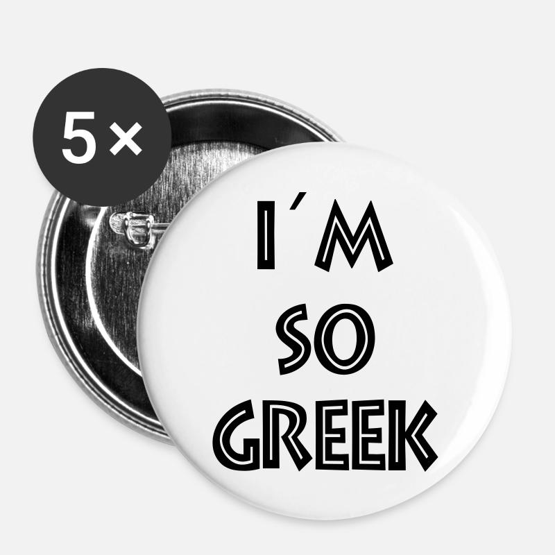 i'm so greek - Buttons large 2.2''/56 mm (5-pack) - white