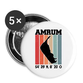 Amrum Koordinaten Strandkorb Nordsee - Buttons groß 56 mm (5er Pack) - Weiß - Vorne