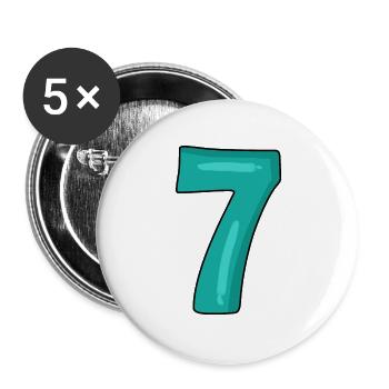 Numéro 7 - Lot de 5 grands badges (56 mm) - blanc - Devant