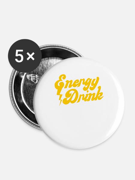 Energy Drink - Buttons groß 56 mm (5er Pack) - Weiß