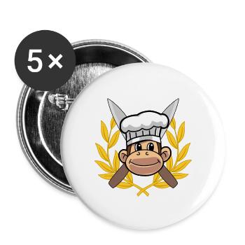 Cook Cook Gourmet Monkey Chef Hobby Chef - Buttons large 2.2''/56 mm (5-pack) - white - Front