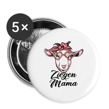 Ziege - Buttons groß 56 mm (5er Pack) - Weiß - Vorne