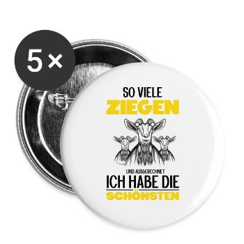 Ziege - Buttons groß 56 mm (5er Pack) - Weiß - Vorne