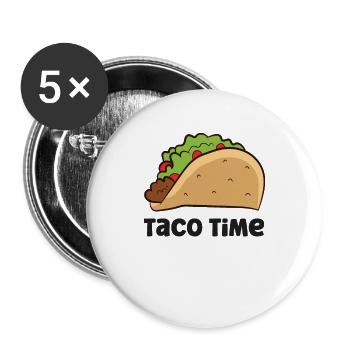 Taco Time Lustiger Taco - Buttons groß 56 mm (5er Pack) - Weiß - Vorne