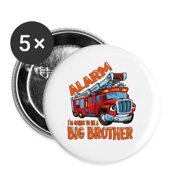 Ich Werde Großer Bruder Feuerwehrauto Geschenk - Buttons groß 56 mm (5er Pack) - Weiß - Vorne