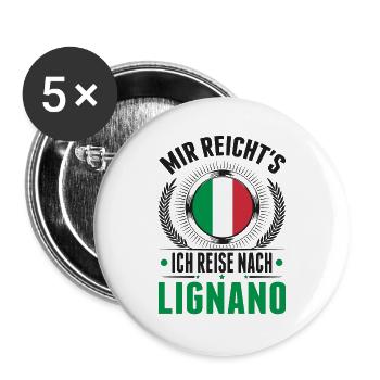 Lignano Italien Urlaub Reise Geschenk - Buttons groß 56 mm (5er Pack) - Weiß - Vorne